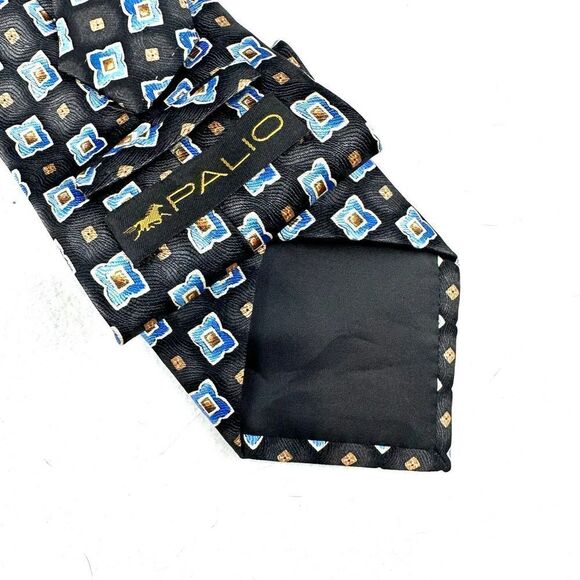 Palio Black and Blue Patterned Silk Tie 3.75‎ x 59 - Picture 3 of 6